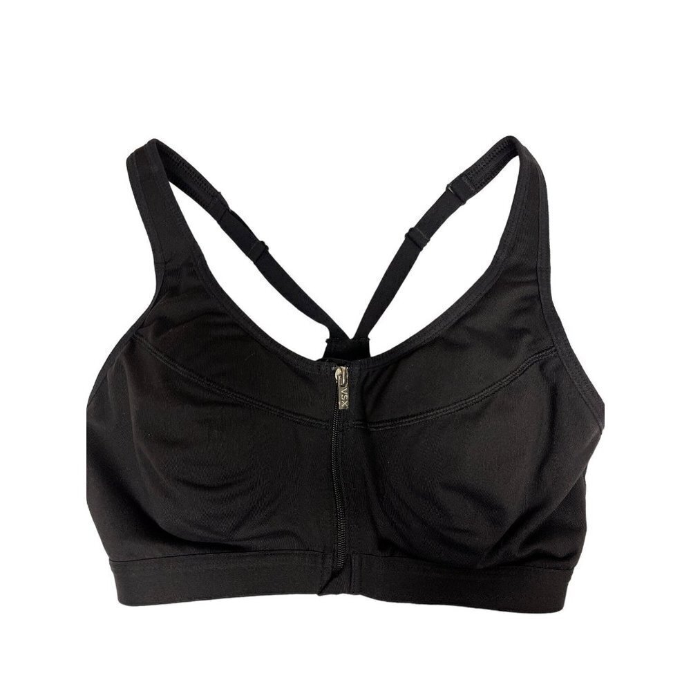 Victoria's Secret VSX Sport Sports Bra Black Full Front Zip Racerback Women's 34